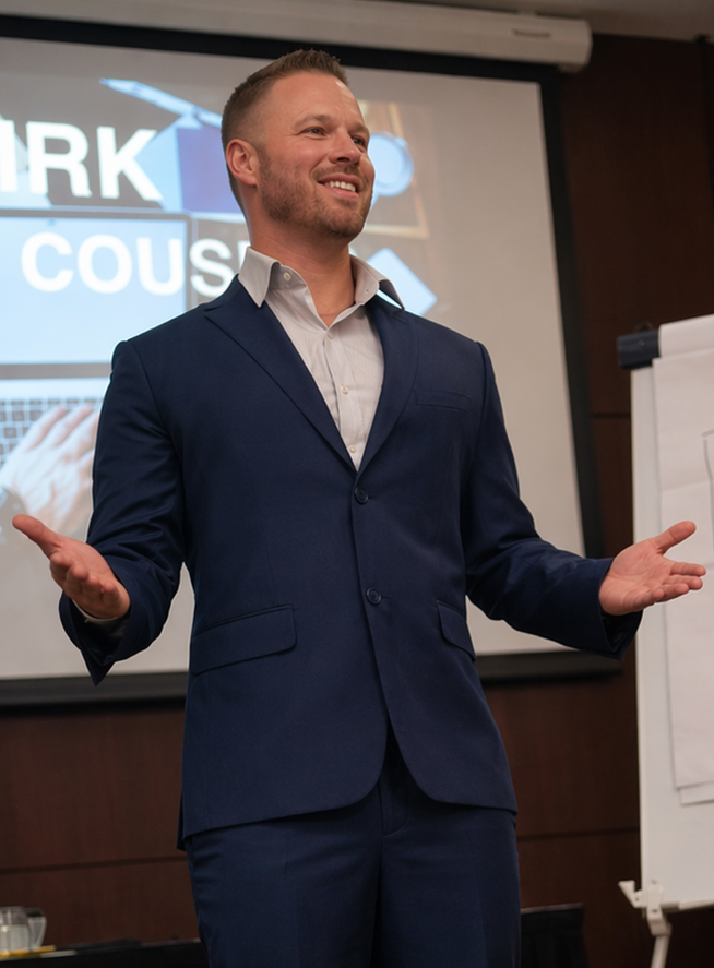 Dirk Zarb Cousin speaking during a presentation