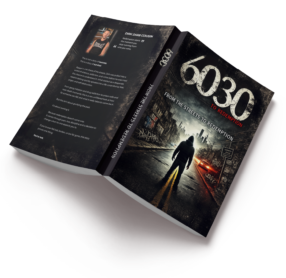 3D open book mockup showing the 6030 To Redemption cover